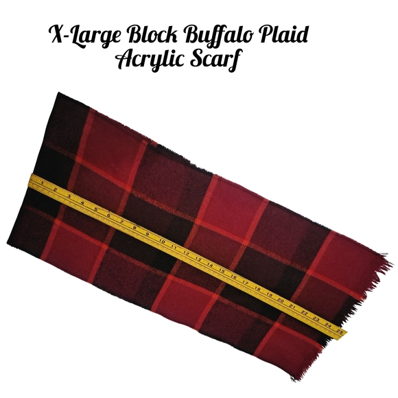 Buffalo Plaid Acrylic Scarf - Red and Black X-Large Block - Picture 6 of 7
